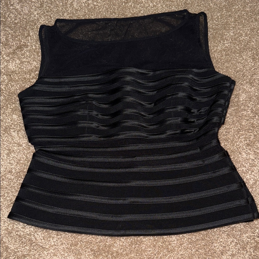 Cache Black Sheer Structured Top - Vintage Y2K - size 4. P